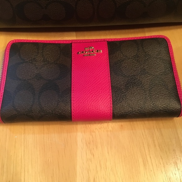 Coach Handbags - Coach Signature pink brown zip around wallet